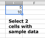 Screen capture showing extent of cells selected by Control+A (Windows) or Command+A (Macintosh).