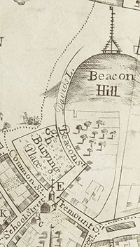 Detail from 1728 map showing Beacon Hill