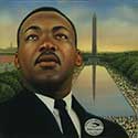 Painting of Martin Luther King, Jr. with Washington Mall and Washington Monument in back.