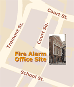 Map showing site of original fire alarm telegraph office