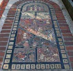 Hopscotch court on School Street at site of original Latin school