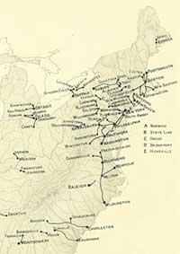 Map showing U.S. railroads operating in 1840.