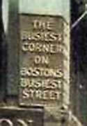 Sign for Busiest Corner on Boston's Busiest Street.