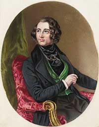 Water color showing Charles Dickens in 1839.