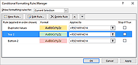 Excel's Conditional Formatting Rules Manager.