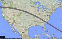 Map showing path of totality of August 2017 solar eclipse.