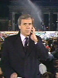 Tom Brokaw reporting live from the Berlin Wall.