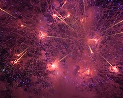 Fireworks over Charles River on July 4th.