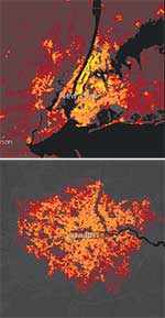 Population Density Maps for London and New York
