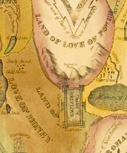 Detail from imaginary map of a man's heart.