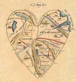 Imaginary map of a woman's heart.