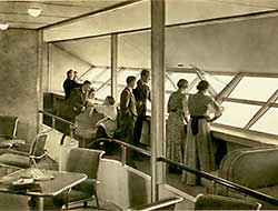 Passengers in the Hindenburg's observation lounge.