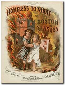 Cover of sheet music for popular song published after Boston Fire of 1872.