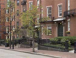 Houses on Joy Street set back from street.