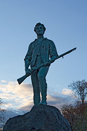 Statue of Minuteman on Lexington Green.