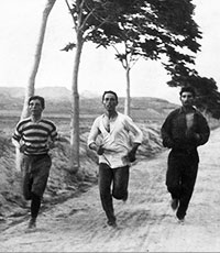 Runners preparing for 1896 Olympic Marathon.