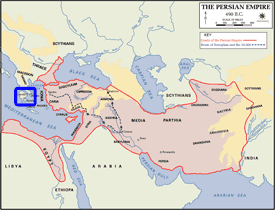 Map of Persian Empire and Greece.