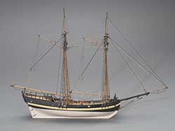 Model of eighteenth century New England schooner.