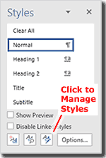 Microsoft Word Styles Pane.