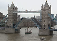 Tower Bridge, London, Opening to Allow a Ship to Pass