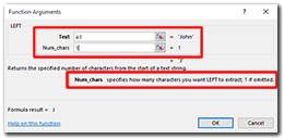 Second window of Excel Function Wizard.