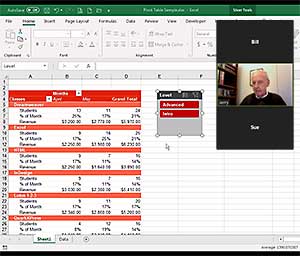 Screen capture of video conference Excel class.