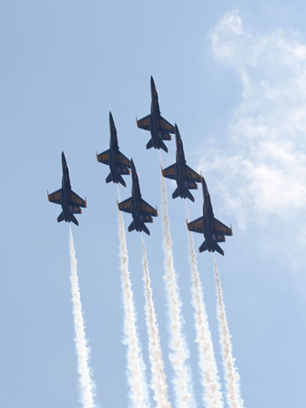 Navy Blue Angels flying over Boston Harbor, July 4, 2012.