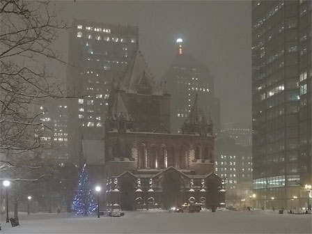 Pre-Christmas Snow in Copley Square