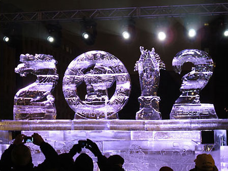 Photo of Ice Sculpture in Boston's Copley Square, New year’s Eve 2012