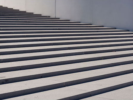 Photo of ascending stairs at JFK Library