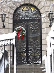 Door with Snow Covered Wreath